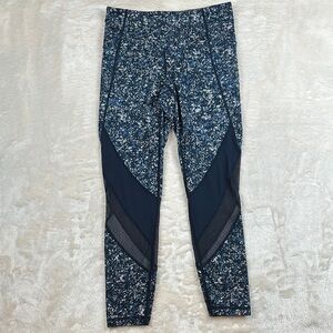 Athleta Blue High-Waisted Leggings with Mesh Panels